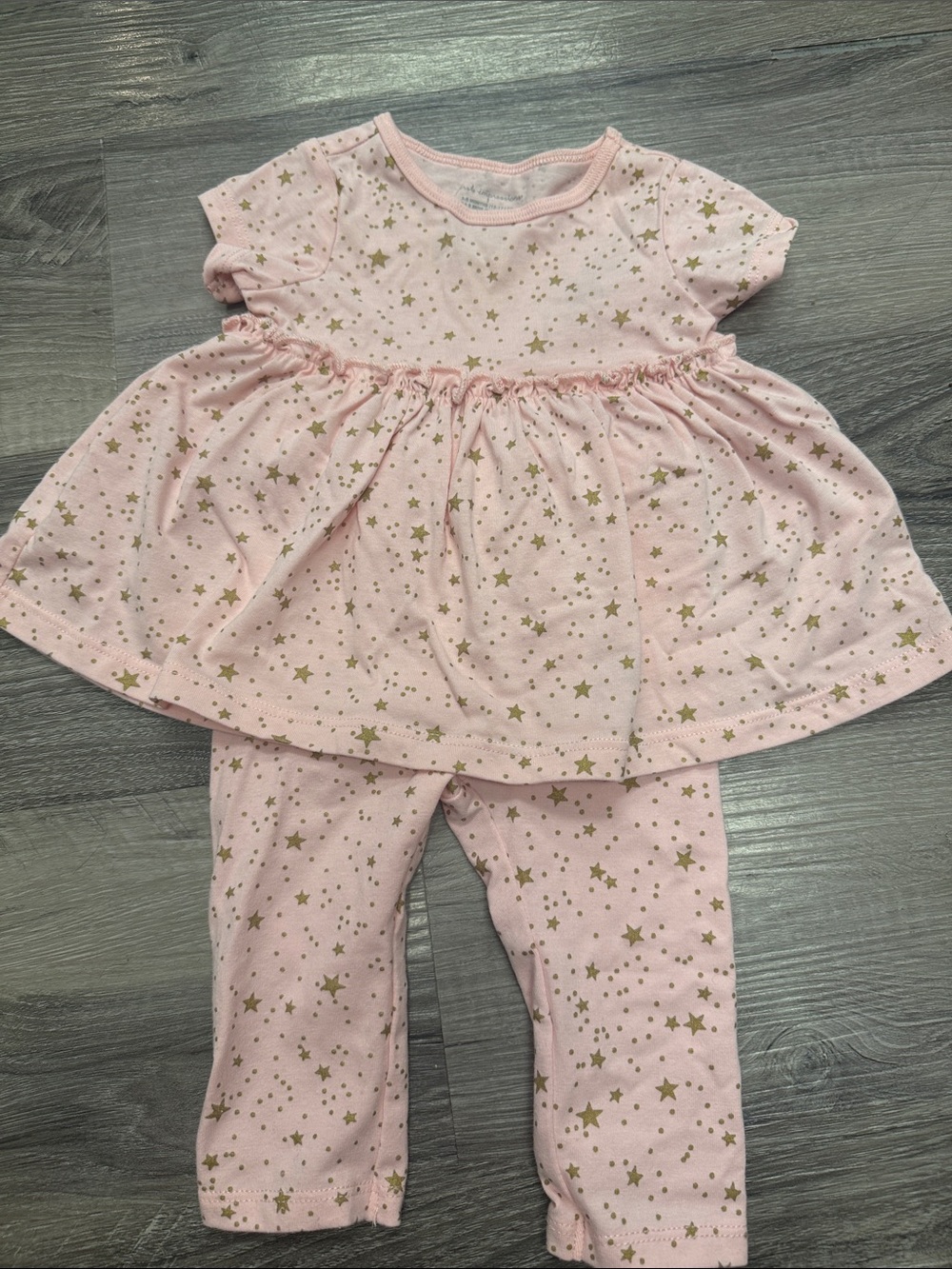 First Impressions Pink and Gold Star Girls Pajama Set